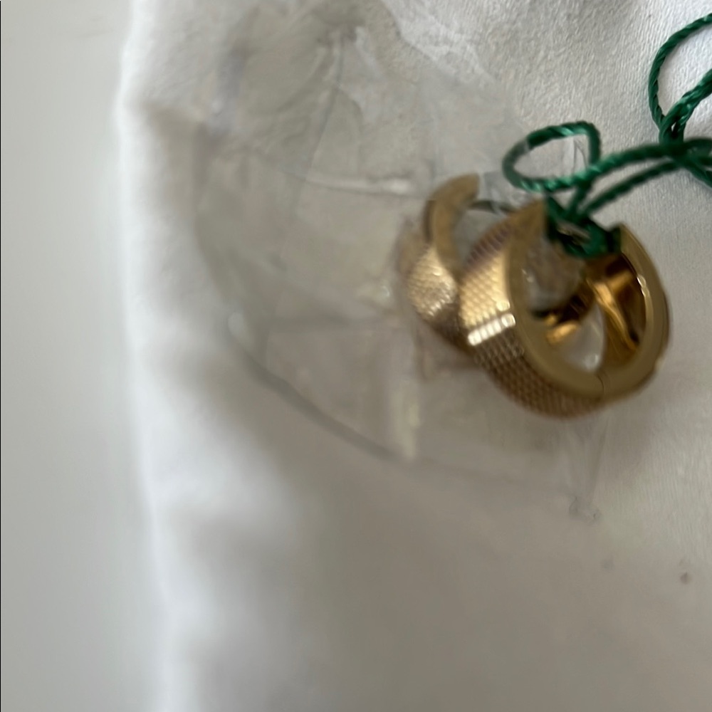 LACOSTE Gold STENCIL Classic Hoop Earrings STAINLESS STEEL GOLD BRAND NEW - Picture 2 of 5